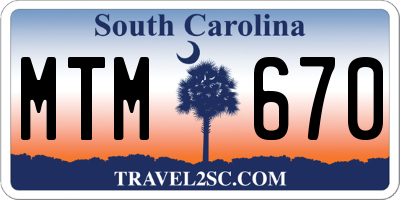 SC license plate MTM670