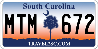 SC license plate MTM672