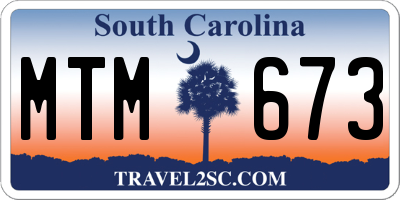 SC license plate MTM673