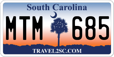 SC license plate MTM685