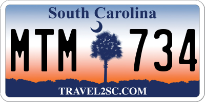 SC license plate MTM734