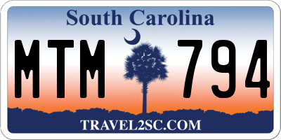 SC license plate MTM794
