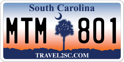 SC license plate MTM801
