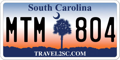 SC license plate MTM804
