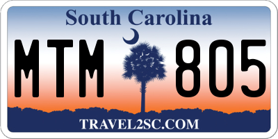 SC license plate MTM805
