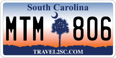 SC license plate MTM806