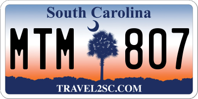 SC license plate MTM807