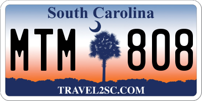 SC license plate MTM808