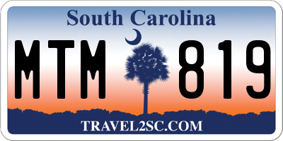 SC license plate MTM819