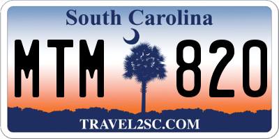 SC license plate MTM820