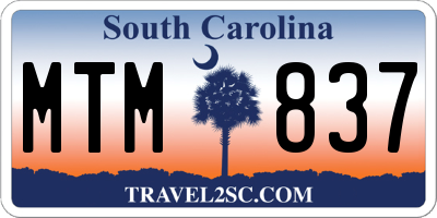SC license plate MTM837
