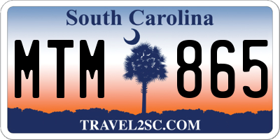 SC license plate MTM865
