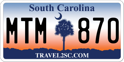 SC license plate MTM870