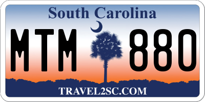 SC license plate MTM880