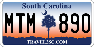 SC license plate MTM890