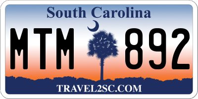 SC license plate MTM892