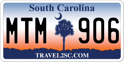 SC license plate MTM906