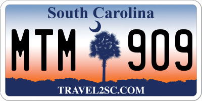 SC license plate MTM909