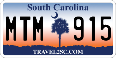SC license plate MTM915