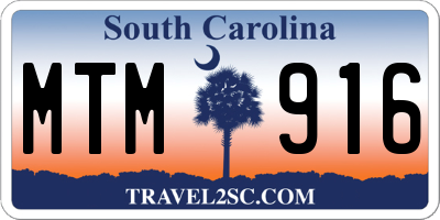 SC license plate MTM916