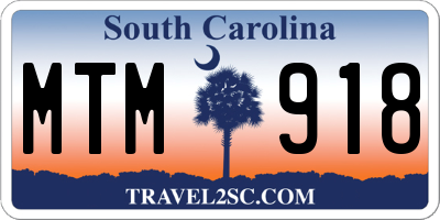 SC license plate MTM918