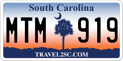 SC license plate MTM919