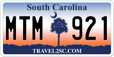 SC license plate MTM921