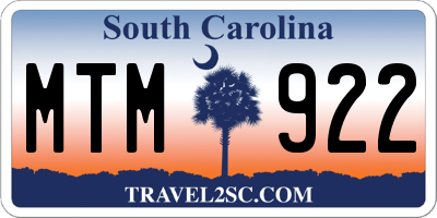 SC license plate MTM922