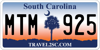 SC license plate MTM925
