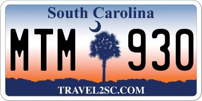SC license plate MTM930