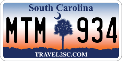 SC license plate MTM934