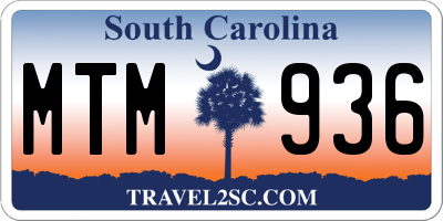 SC license plate MTM936