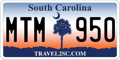 SC license plate MTM950