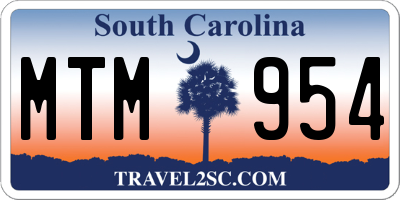 SC license plate MTM954