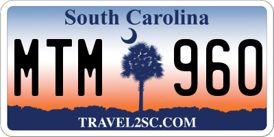 SC license plate MTM960