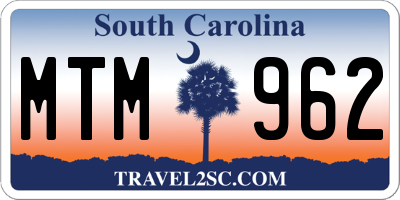SC license plate MTM962