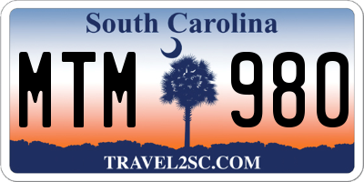 SC license plate MTM980