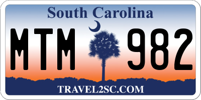 SC license plate MTM982