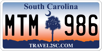 SC license plate MTM986
