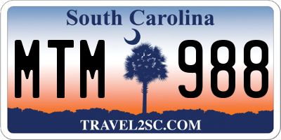SC license plate MTM988
