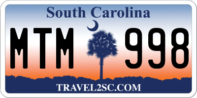 SC license plate MTM998