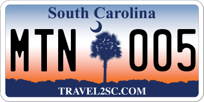 SC license plate MTN005