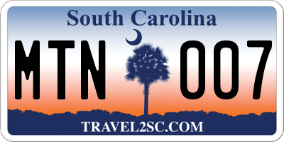 SC license plate MTN007