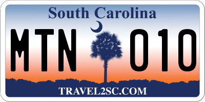 SC license plate MTN010