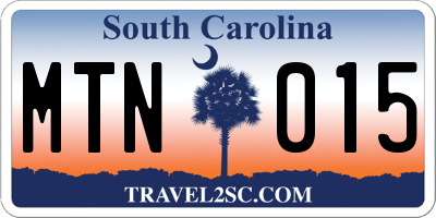 SC license plate MTN015