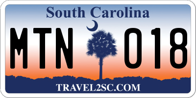 SC license plate MTN018