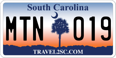 SC license plate MTN019