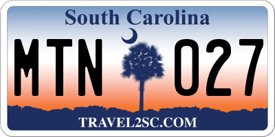 SC license plate MTN027