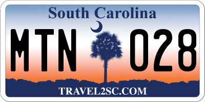 SC license plate MTN028