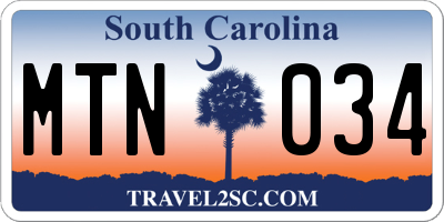 SC license plate MTN034